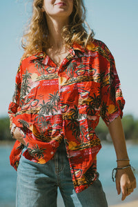 Chemise hawaïenne rouge vintage