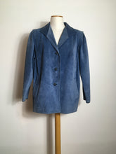 Charger l&#39;image dans la galerie, Veste daim et cuir bleu vintage