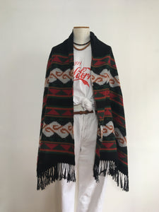 Grande écharpe laine aztèque vintage